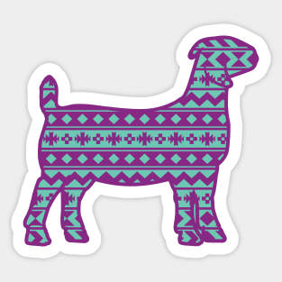 Livestock Show Boer Goat with Purple & Gree Southwest Aztec Pattern Sticker